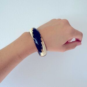 Chunky bangle bracelet black gold art deco Avantgarde  Y2K western boho